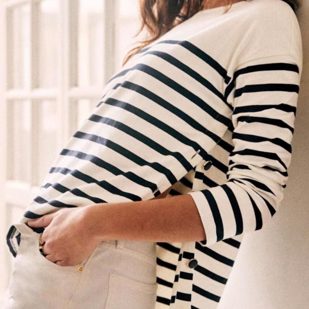 Sézane Noan Marinière (XXXL) - Cream & Navy - Striped Breton Tee